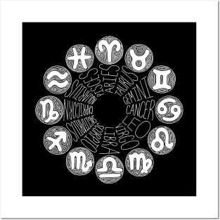 Zodiac Signs (white) Posters and Art